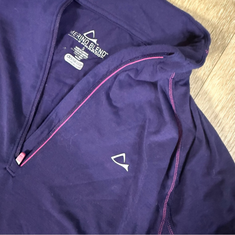Paradox Women's Purple Long-Sleeve Quarter Zip Top with Pink Trim - Picture 4 of 5